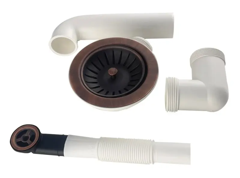 Ausmann juego de desagüe de cobre cepillado para fregadero, incl. rebosadero de cobre 1208957348