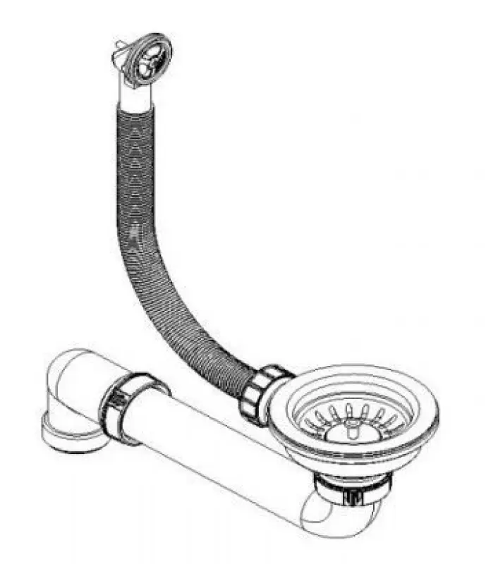 Ausmann juego de desagüe de cobre cepillado para fregadero, incl. rebosadero de cobre 1208957348