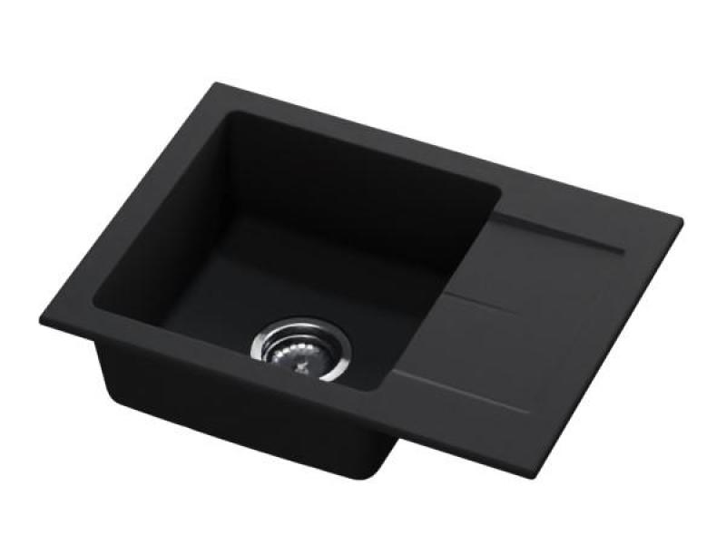 Fregadero GraniteMy Smart negro sobre encimera de granito extraplano 58x44cm con escurridor reversible 1208957354