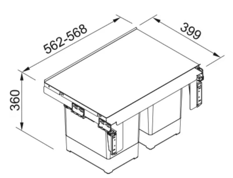 Cubo de basura Franke Sorter Garbo  60-2 2 x 18 litros empotrable 121.0284.027