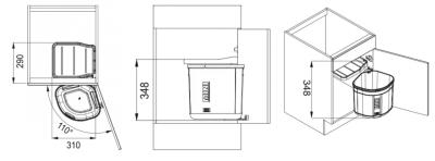 Franke Sorter Mini revolving waste system at door 17 liter waste garbage can 1210176518
