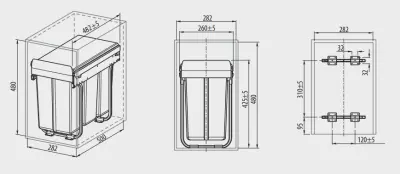 Garbi Sorter S-30-3 built-in waste system with 3 waste bins 10 litres 1208957362
