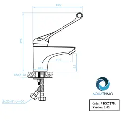 Grifo AquaTrimo Clinic para lavabo médico con palanca larga cromado 43CC7375CM