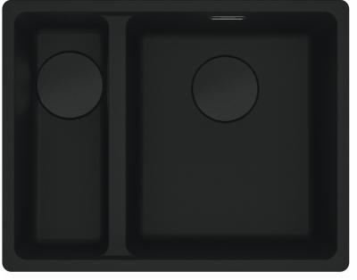 Franke Maris MRG 260/160-34-15 Fragranite black edition matte black flush-mounted sink, large basin on the right