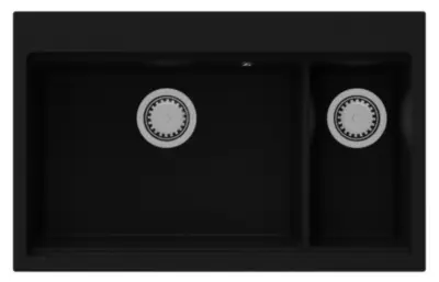 GraniteMy Limited large 1.5 granite inset and undermount black sink incl. accessory 76x48 cm 1208957389