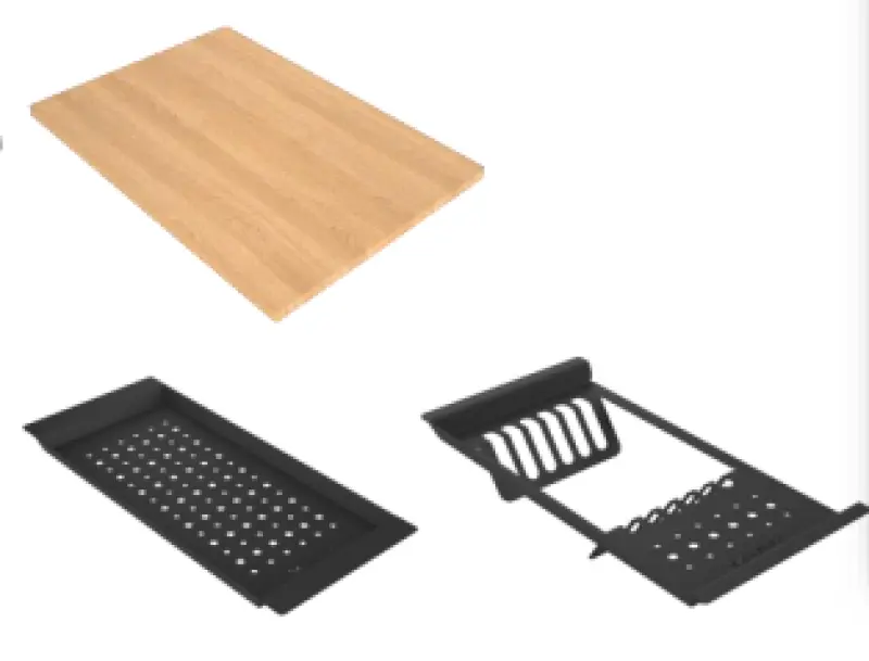 Fregadero GraniteMy Limited de un seno y medio de granito para montaje sobre encimera y bajo encimera, negro, incl. accesorio 76x48 cm 1208957389