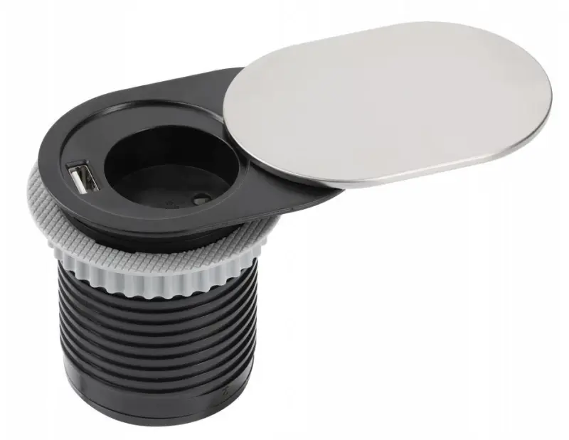 Indux Slide enchufe de cocina empotrable en encimera con USB C y enchufe color acero inoxidable 1208957391