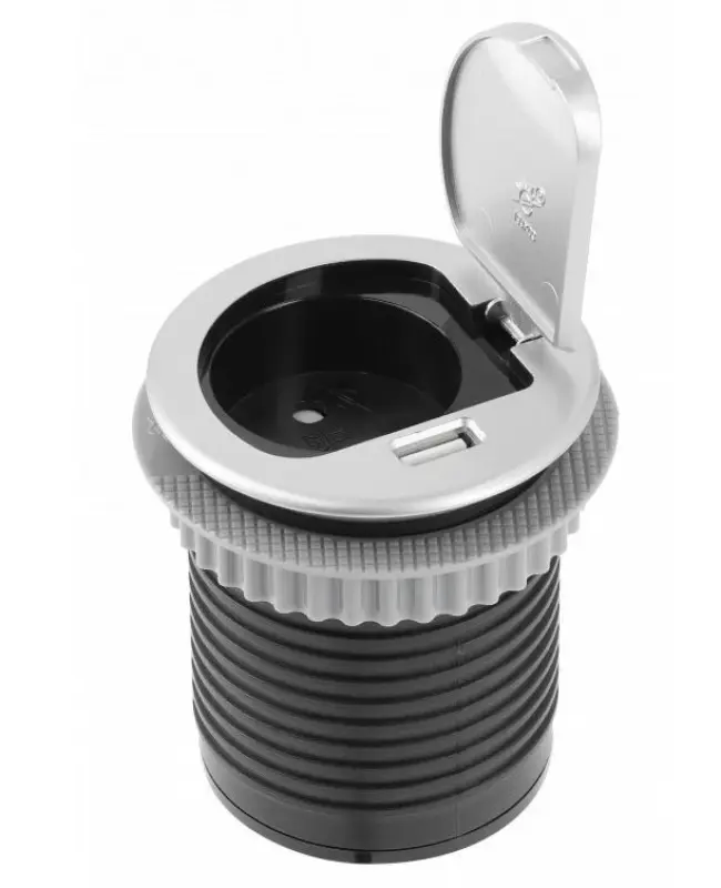 Enchufe de cocina Indux Cover enrasado en encimera con USB y toma color plata 1208957393