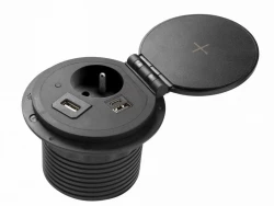 Enchufe de cocina Indux Cover empotrable con toma de tierra tipo E negro para encimera con conexiones intercambiables 12089573400