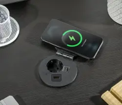 Enchufe de cocina Indux Cover empotrable con toma de tierra tipo E negro para encimera con conexiones intercambiables 12089573400