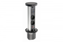 Multienchufe de cocina Indux Lift retráctil negro para encimera con iluminación, toma de tierra tipo E, 2 x USB y carga inalámbrica 1208957402