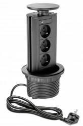 Multienchufe de cocina Indux Up & Down avellanado con toma de tierra tipo E negro para encimera con 3 tomas 1208957404