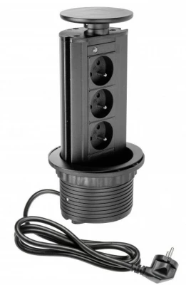Multienchufe de cocina Indux Up & Down avellanado con toma de tierra tipo E negro para encimera con 3 tomas 1208957404