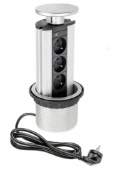 Multienchufe de cocina Indux Up & Down avellanado con toma de tierra tipo F plateada para encimera con 3 tomas 1208957410