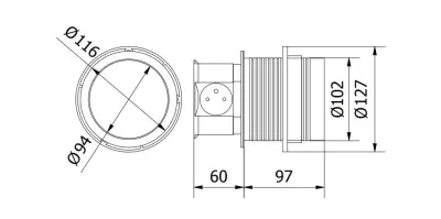 Indux Push retractable pin earthing silver kitchen socket for worktop with 3 outlets and 2 x USB 1208957412