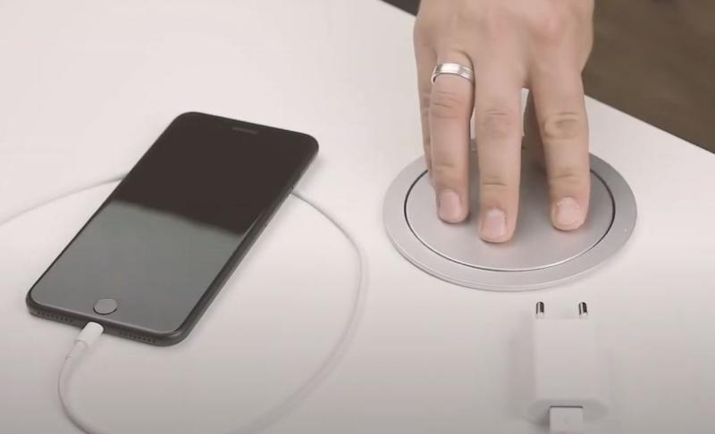 Multienchufe de cocina Indux Push avellanado con toma de tierra tipo E para encimeras con 4 tomas 1208957413