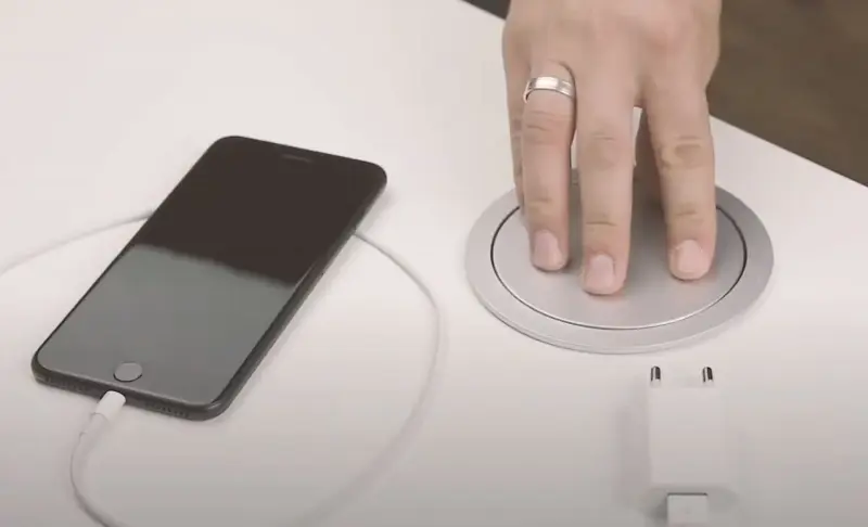 Multienchufe de cocina Indux Push, toma de tierra tipo F  avellanado plateado para encimera con 4 tomas 1208957414