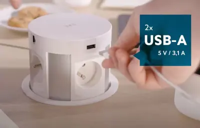 Multienchufe de cocina Indux Push,toma de tierra tipo F  con 4 tomas, 2 x USB, 2 x RJ45 y carga inalámbrica 1208957419