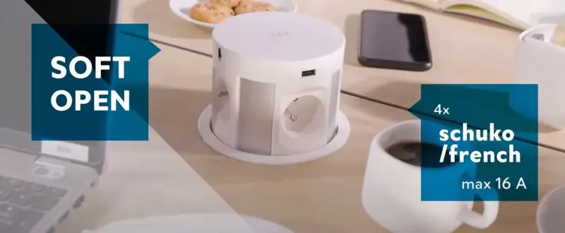 Multienchufe de cocina Indux Push,toma de tierra tipo F  con 4 tomas, 2 x USB, 2 x RJ45 y carga inalámbrica 1208957419