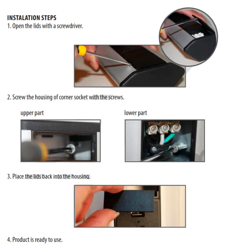 Enchufe esquinero Indux con 3 tomas, toma de tierra tipo F y 2 cargadores USB 1208957431