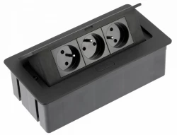 Enchufe de cocina Indux Flip Medium negro mate con 3 tomas y toma de tierra tipo F 1208957434