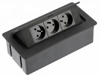 Enchufe de cocina Indux Flip Medium negro mate con 3 tomas y toma de tierra tipo F 1208957434