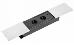 Enchufe de cocina Indux Slide max empotrable con toma de tierra tipo E para encimera con USB-A, HDMI, RJ45 y USB-C color blanco mate 1208957440