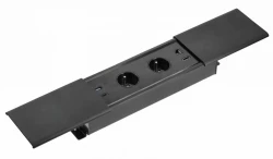 Enchufe de cocina Indux Slide max empotrable con toma de tierra tipo E para encimera con USB-A, HDMI, RJ45 y USB-C color negro mate 1208957441