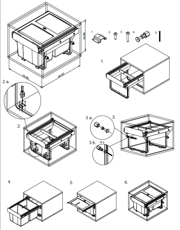 Cubo de basura empotrable Garbi Sorter S-45-2-15 con 2 cubos de basura de 15 litros extra bajo 1208957444