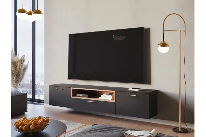 Lámpara de pie Decor Abies de latón dorado con base de mármol negro 7573