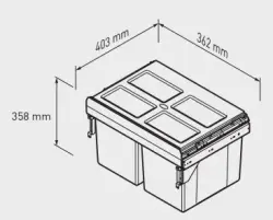 Sistema de residuos empotrado Garbi Carrier C-40-2 con guías propias y 2 cubos de basura 2 x 16 litros 1208957462