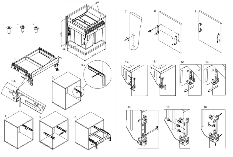 Sistema de residuos empotrado Garbi Carrier C-40-2 con guías propias y 2 cubos de basura 2 x 16 litros 1208957462