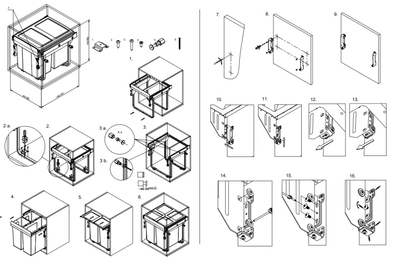 Sistema de residuos integrado Garbi Carrier C-45-2-H con guías propias y 2 cubos de basura 2 x 20 litros 1208957466