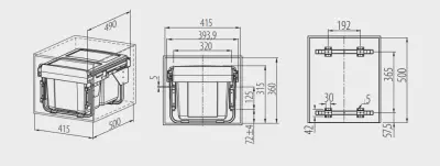 Garbi Carrier C-45-2 built-in waste system with its own rails and 2 waste bins 2 x 15 litres 1208957467