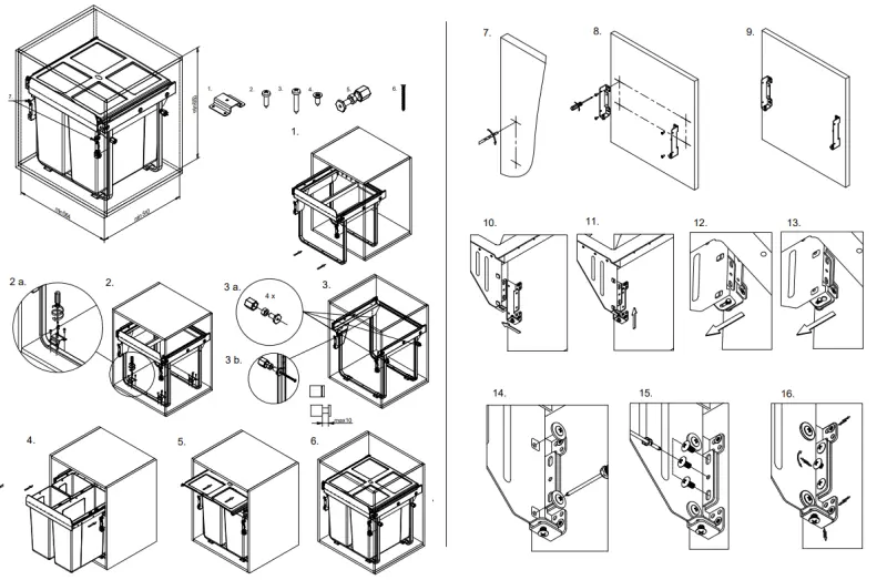 Sistema de residuos Garbi Carrier C-60-2-H integrado con guías propias y 2 cubos de basura 2 x 34 litros 1208957469