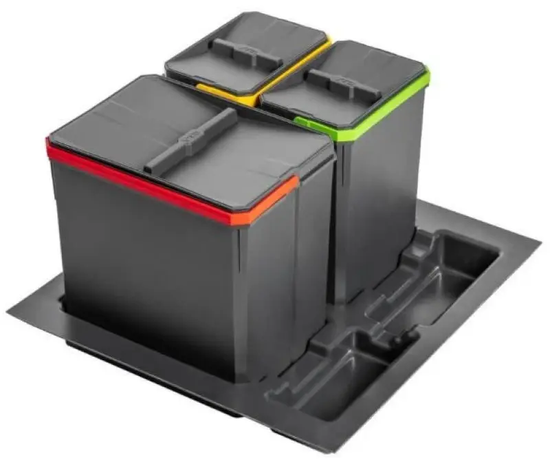 Sistema de clasificación de residuos Garbi Basket B-60-3 para cajón de 60cm incl. soporte y 3 cubos de basura 1208957473