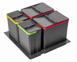 Sistema de clasificación de residuos Garbi Basket B-60-4 para cajón de 60cm incl. soporte y 4 cubos de basura 1208957475