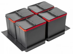 Sistema de clasificación de residuos Garbi Basket B-90-4 para cajón de 90 cm incl. soporte y 4 cubos de basura de 15 litros 1208957479