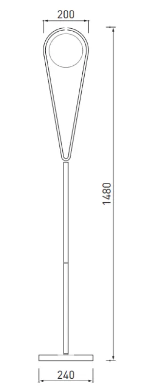 Lámpara de pie Decor Ciklop de latón dorado con forma de lágrima 9737