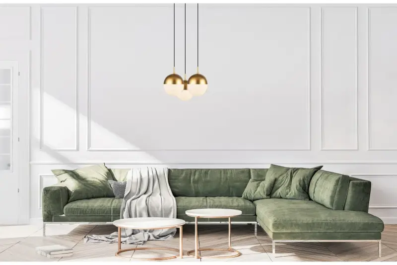 Lámpara colgante Decor Abies moderna de latón dorado con pantalla redonda de metal 7597