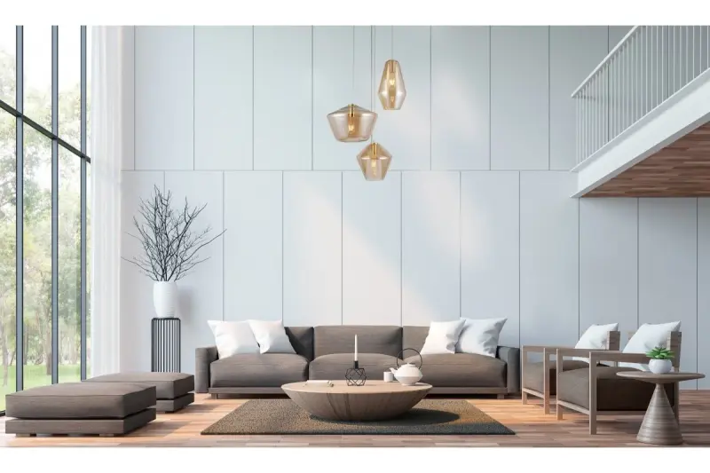 Lámpara colgante Decor Lime de 1467 mm de altura, moderna y dorada, con 3 bombillas 7983