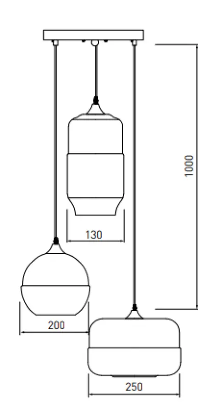 Lámpara de techo Decor Lender moderna de metal y cristal con 3 fuentes de luz 9270