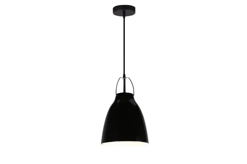 Lámpara de techo Decor Orient de metal cónico negro con interior blanco en contraste 4475