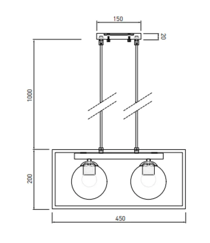 Lámpara de techo Decor Avelin con armazón rectangular dorado anchura 45 cm 2232
