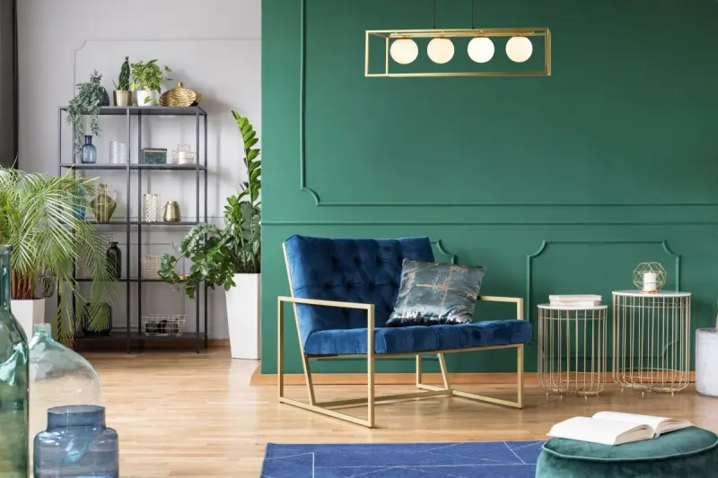 Lámpara de techo Decor Avelin con armazón rectangular dorado anchura 80 cm 2287