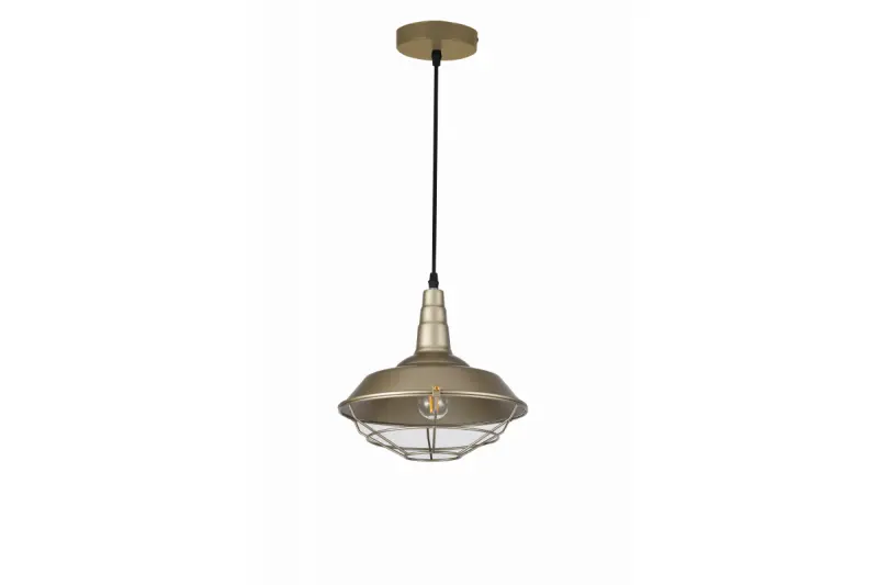 Lámpara de techo Decor Solen de estilo industrial con rejilla dorada diámetro 26,5 cm 2362