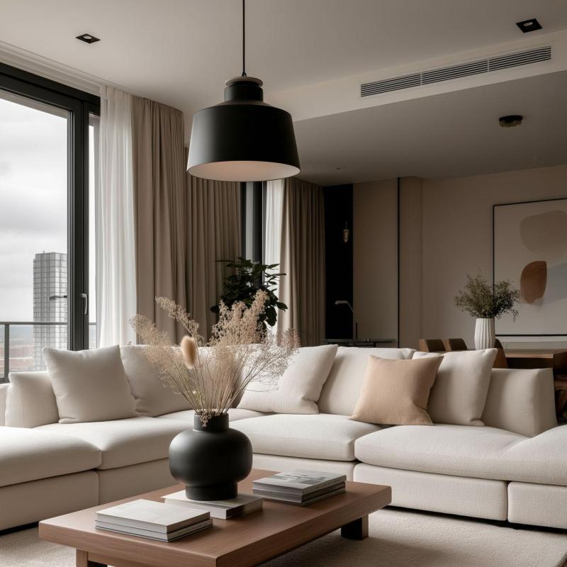 Lámpara de techo Decor Margus metálica en negro mate con adorno de madera 2911