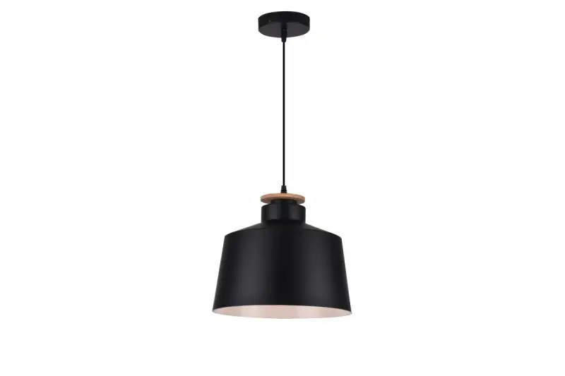 Lámpara de techo Decor Margus metálica en negro mate con adorno de madera 2911