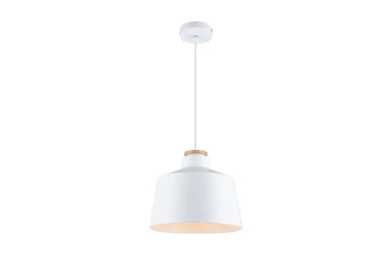 Lámpara de techo Decor Margus metálica en color blanco mate con adorno de madera 3086