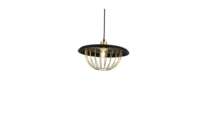 Lámpara de techo Decor Tulip moderna con borde metálico negro y jaula de alambre dorado 3444